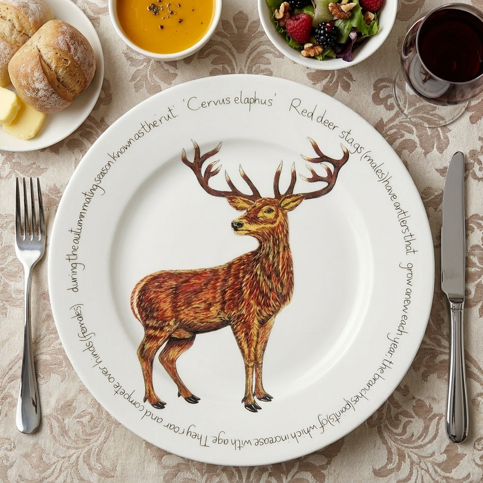 Stag Standing 30cm Flat Rimmed Plate styled on the table