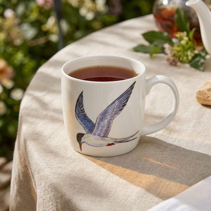 Tern Mug (medium round sided) styled on the table