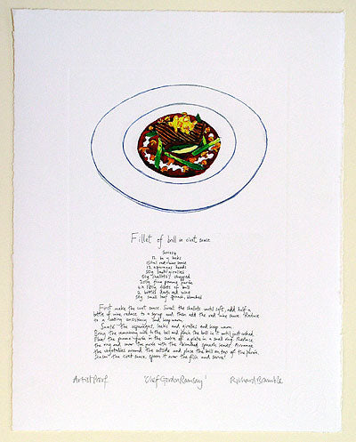Gordon Ramsay Brill Recipe Artist Print by Richard Bramble