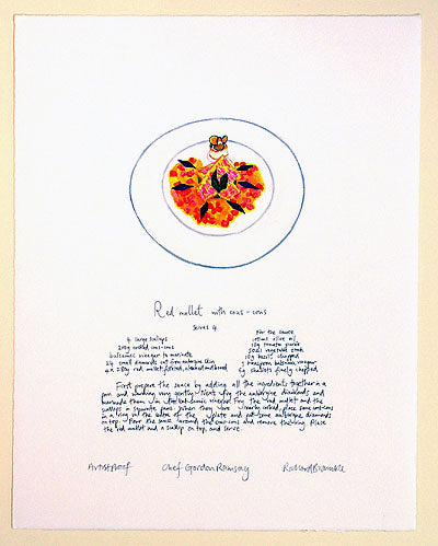 Gordon Ramsay Red Mullet Recipe Artist Print by Richard Bramble