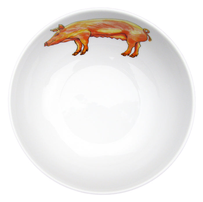 Large White Pig 16cm Bowl styled on the table
