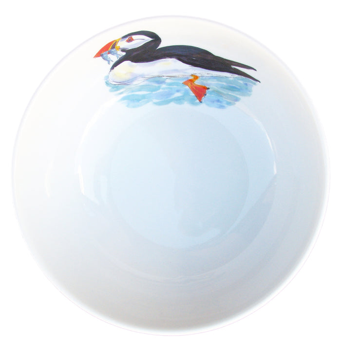 Puffin Swimming 16cm Bowl styled on the table