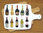 Wine & Champagne Bottles Melamine Chopping Board styled on the table
