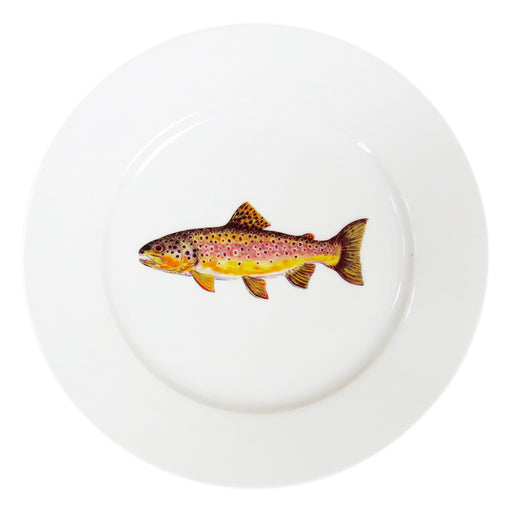 Brown Trout 19cm Flat Rimmed Plate by Richard Bramble