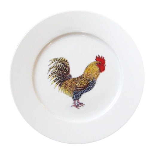 Cockerel & Rooster 19cm Flat Rimmed Plate by Richard Bramble