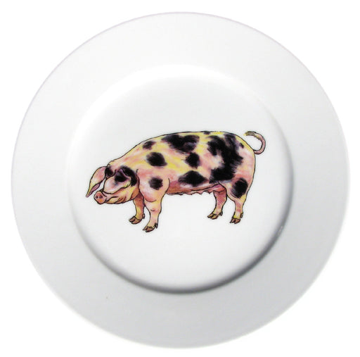 Gloucestershire Old Spot Pig 19cm Flat Rimmed Plate by Richard Bramble