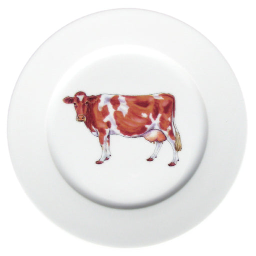 Guernsey Cow 19cm Flat Rimmed Plate by Richard Bramble