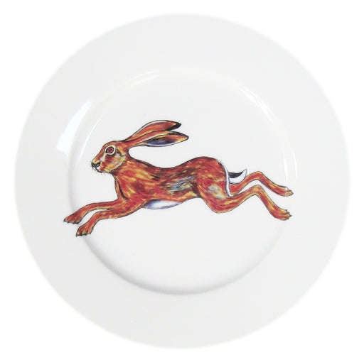 Hare leaping 19cm Flat Rimmed Plate