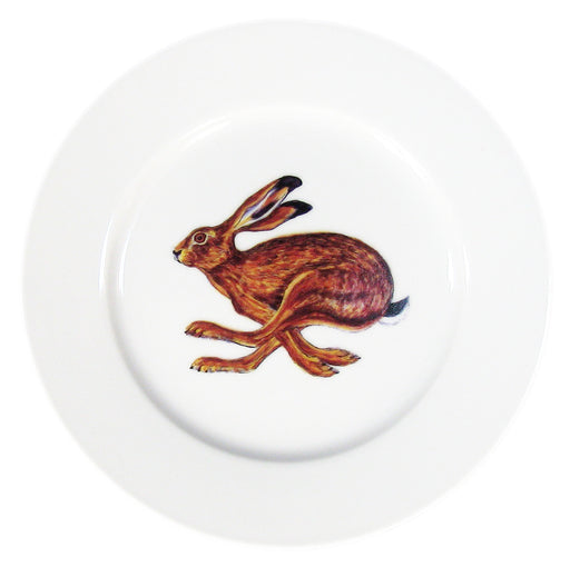 Hare running 19cm Flat Rimmed Plate by Richard Bramble