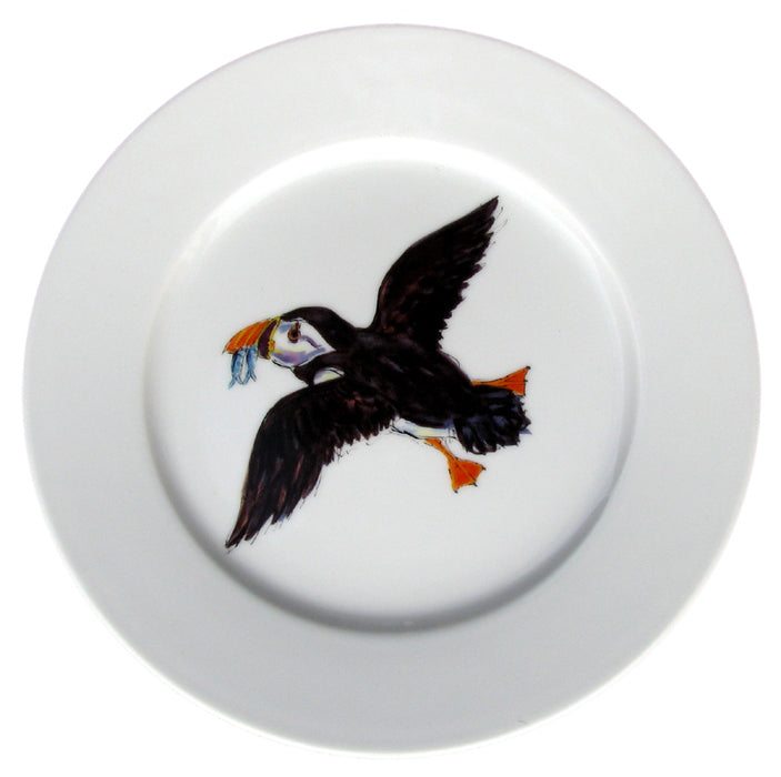 Puffin Flying 19cm Flat Rimmed Plate by Richard Bramble