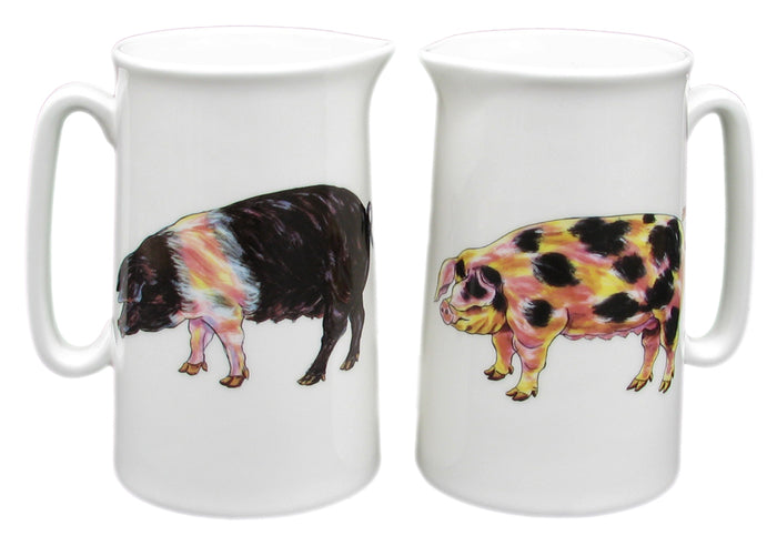 Gloucestershire Old Spot & Saddleback Pig 1 Pint Jug styled on the table