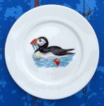 Puffin Swimming 19cm Flat Rimmed Plate