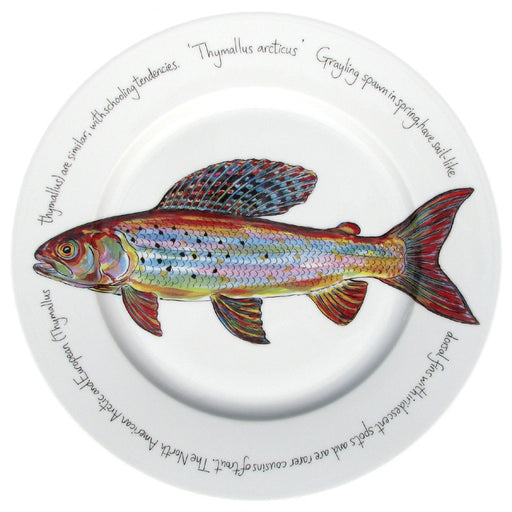 Arctic Grayling Trout 30cm Flat Rimmed Plate by Richard Bramble