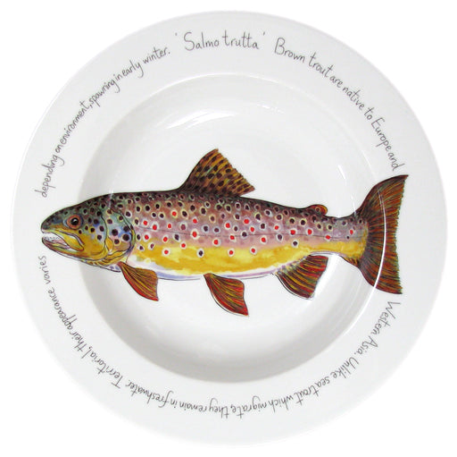 Brown Trout 30cm Deep Rimmed Bowl by Richard Bramble