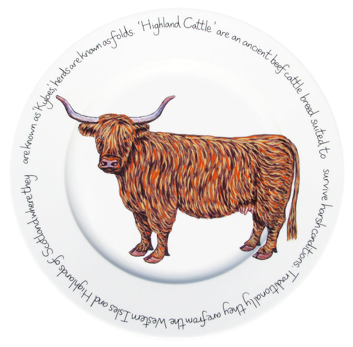 Highland Cow 30cm Flat Rimmed Plate