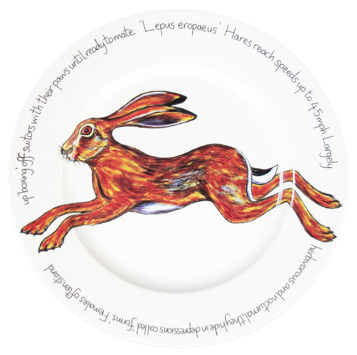 Hare leaping 30cm Flat Rimmed Plate