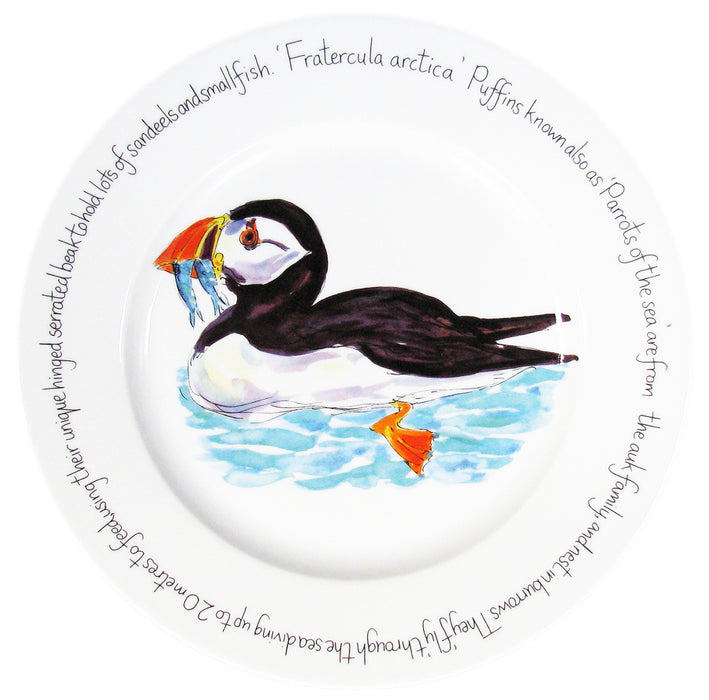Puffin Swimming 30cm Flat Rimmed Plate by Richard Bramble