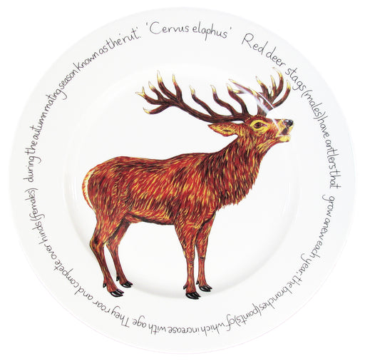 Stag roaring 30cm Flat Rimmed Plate by Richard Bramble