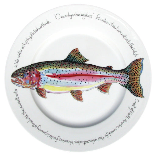 Rainbow Trout 30cm Flat Rimmed Plate by Richard Bramble