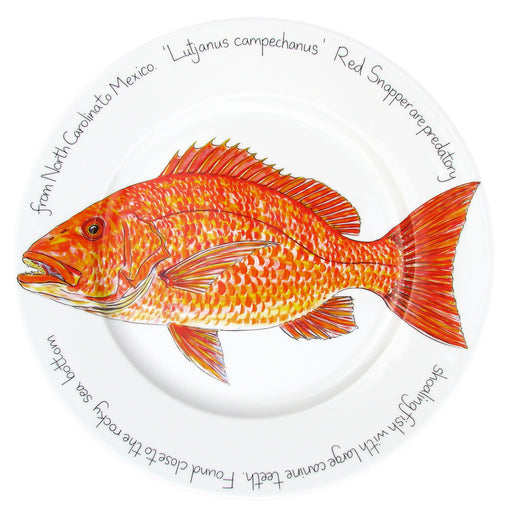 Red Snapper 30cm Flat Rimmed Plate by Richard Bramble