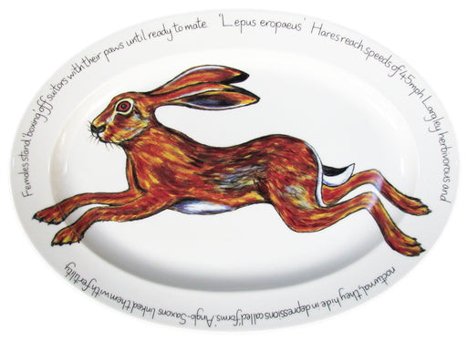 39cm Oval Hare Leaping