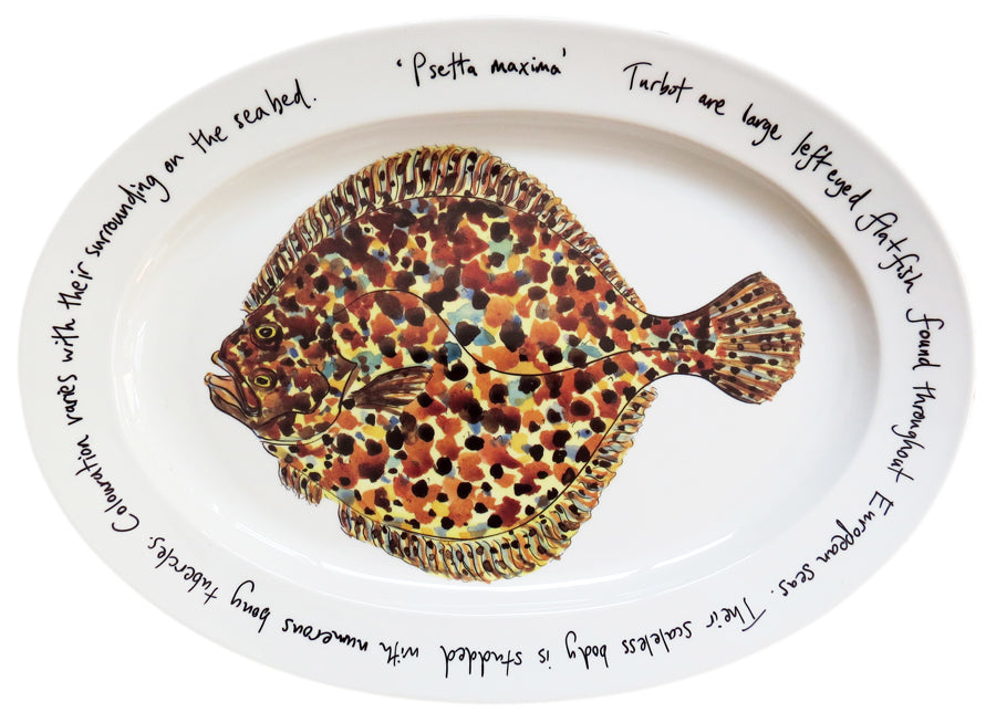 Turbot 39cm (15.4") oval plate with TEXT