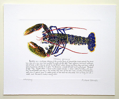 Lobster Print with text Richard Bramble