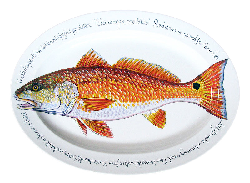 Red Drum & Red Fish Oval Plate design by Richard Bramble 