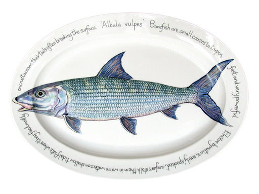 Bonefish Oval plate designed by Richard Bramble made by Jersey Pottery