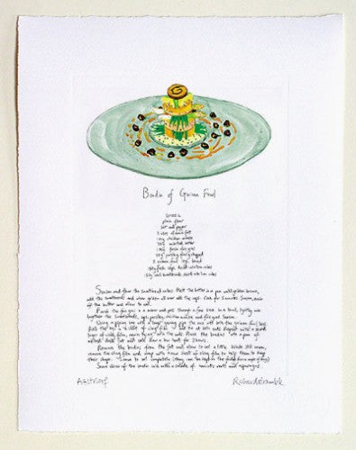 Richard Bramble print Guinea Fowl Recipe by Chef Tom Aikens styled on the table