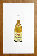 Artist print Meursault Premier Cru White Burgundy Wine Bottle