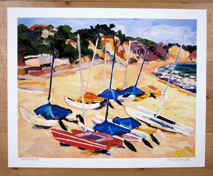 Boats on the beach Poole print Richard Bramble