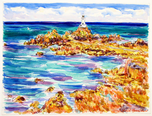 Corbiere Lighthouse, Jersey, Original Painting by Richard Bramble