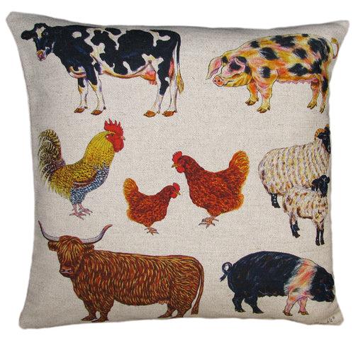 Richard Bramble Farmyard Linen Cushion limited edition
