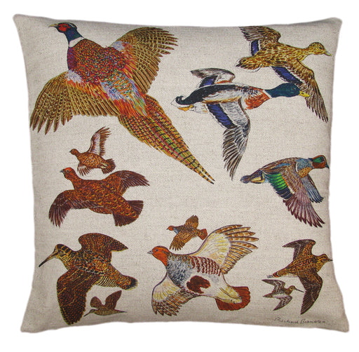Richard Bramble Gamebirds Linen Cushion limited edition