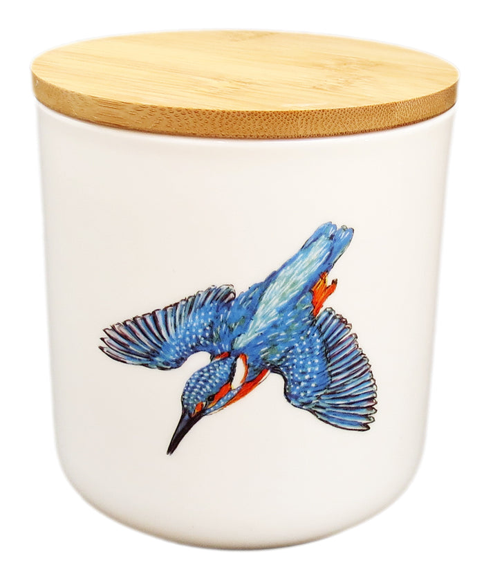 Kingfisher Storage Jar styled on the table