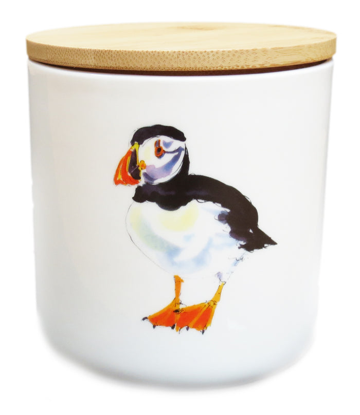 Puffin Storage Jar styled on the table