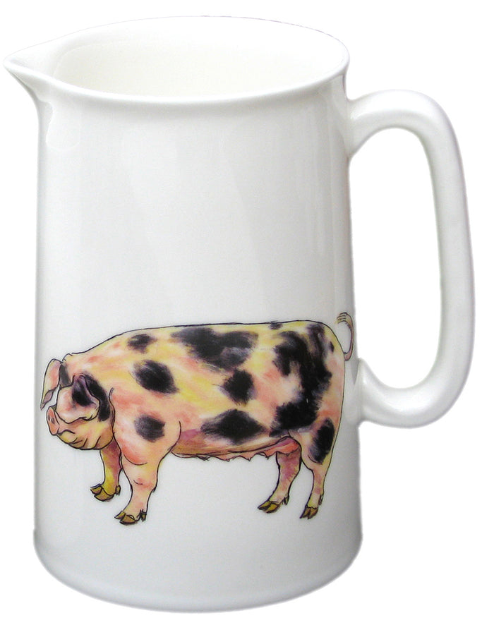 Gloucestershire Old Spot & Saddleback Pig 1 Pint Jug in use