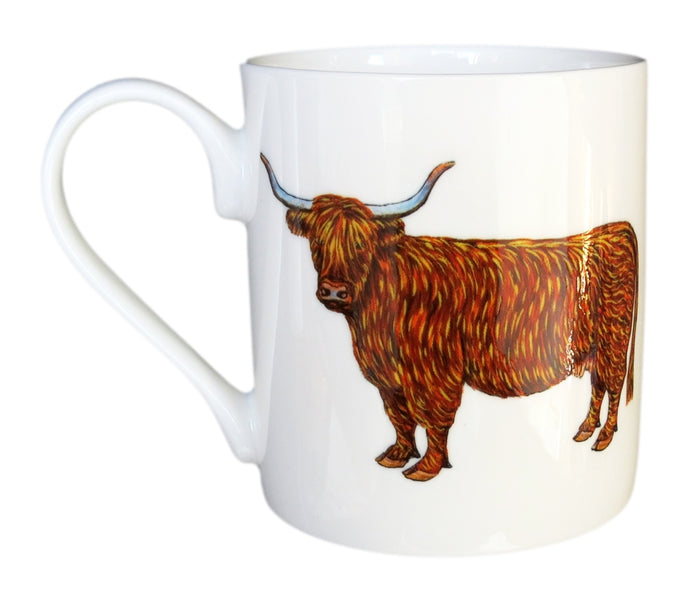Highland Cow Mug (medium straight sided) table setting