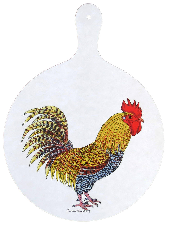 Cockerel Melamine Chopping Board in use