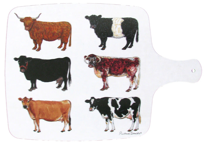 Cows Melamine Chopping Board in use