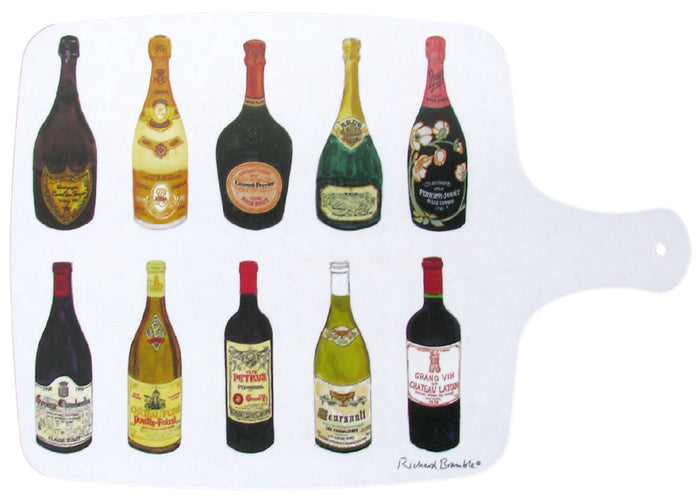 Wine & Champagne Bottles Melamine Chopping Board in use