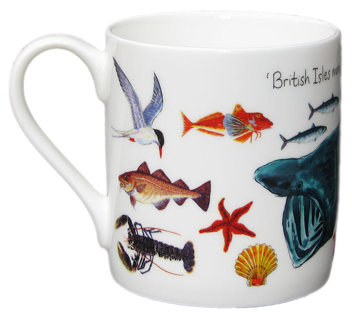 British Marine Species - Basking Shark Mug (large size) size & rim guide