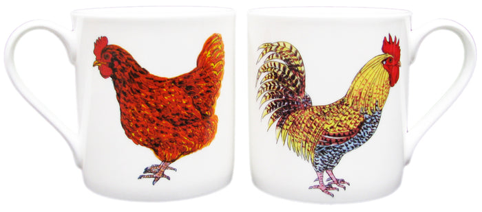 Cockerel & Hen Mug (large size) table setting