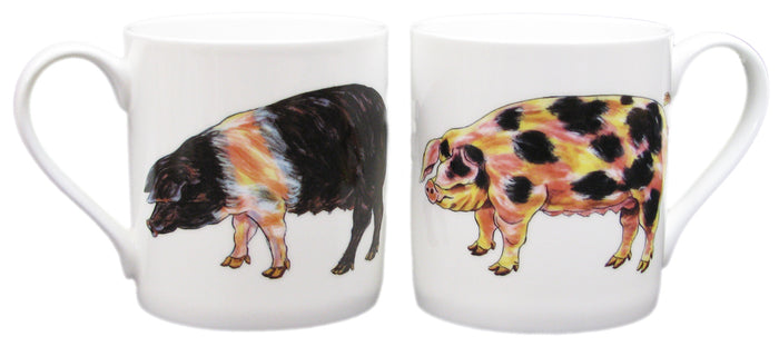 Gloucestershire Old Spot & Saddleback Pig Mug (large size) table setting
