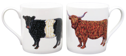 Highland Cow and Belted Galloway Cow Mug by Richard Bramble