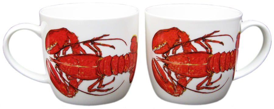 Red Lobstser Bonechina Mug by Richard Bramble