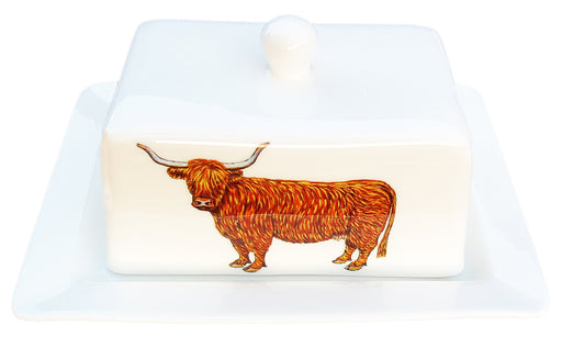  Highland Cow Butter Dish by Richard Bramble