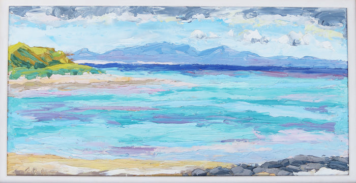 Hebridean landscape, Towards Sout Uist Kirkibost Island, painting in use