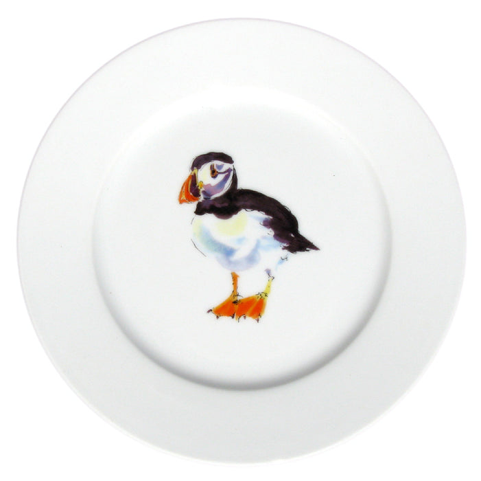 Puffin Standing 19cm Flat Rimmed Plate by Richard Bramble
